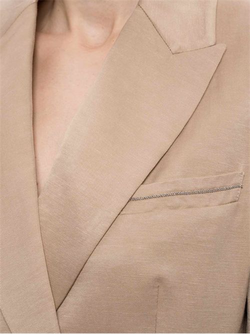 Blazer doppiopetto aderente in twill di viscosa e lino PESERICO | A01214D01926146