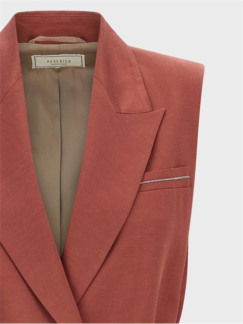 Gilet con cintura in twill di viscosa e lino PESERICO | A03028A01926124