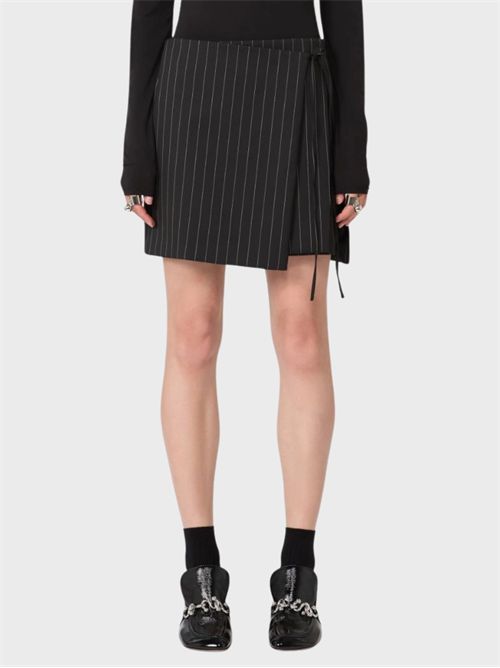 Pinstripe stretch wool mini wrap skirt SPORTMAX | 2612101041600004