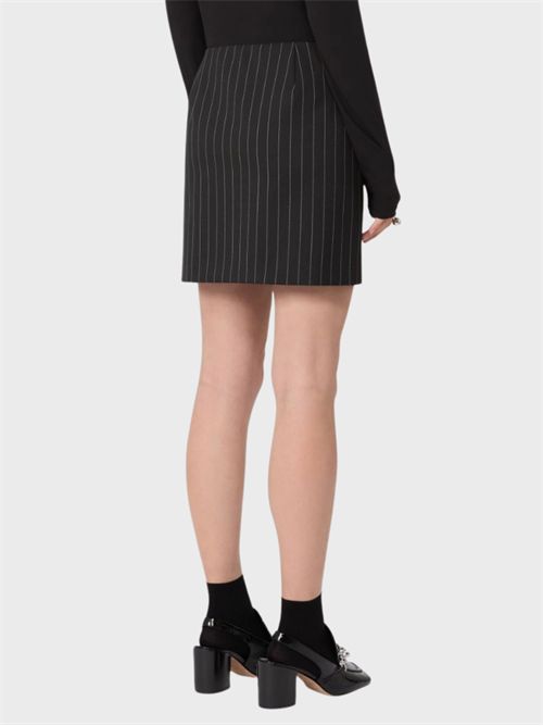 Pinstripe stretch wool mini wrap skirt SPORTMAX | 2612101041600004