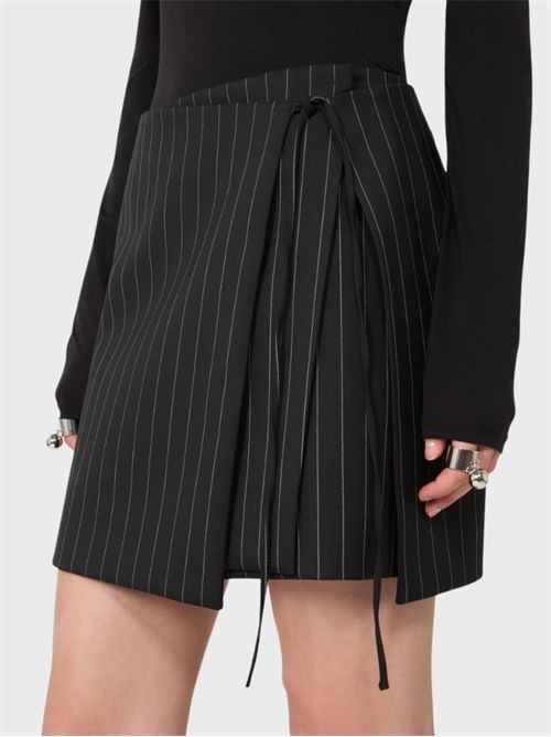 Pinstripe stretch wool mini wrap skirt SPORTMAX | 2612101041600004