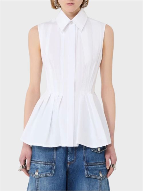 Sleeveless cotton shirt with cut-out seams and darts SPORTMAX | 2612111052600001